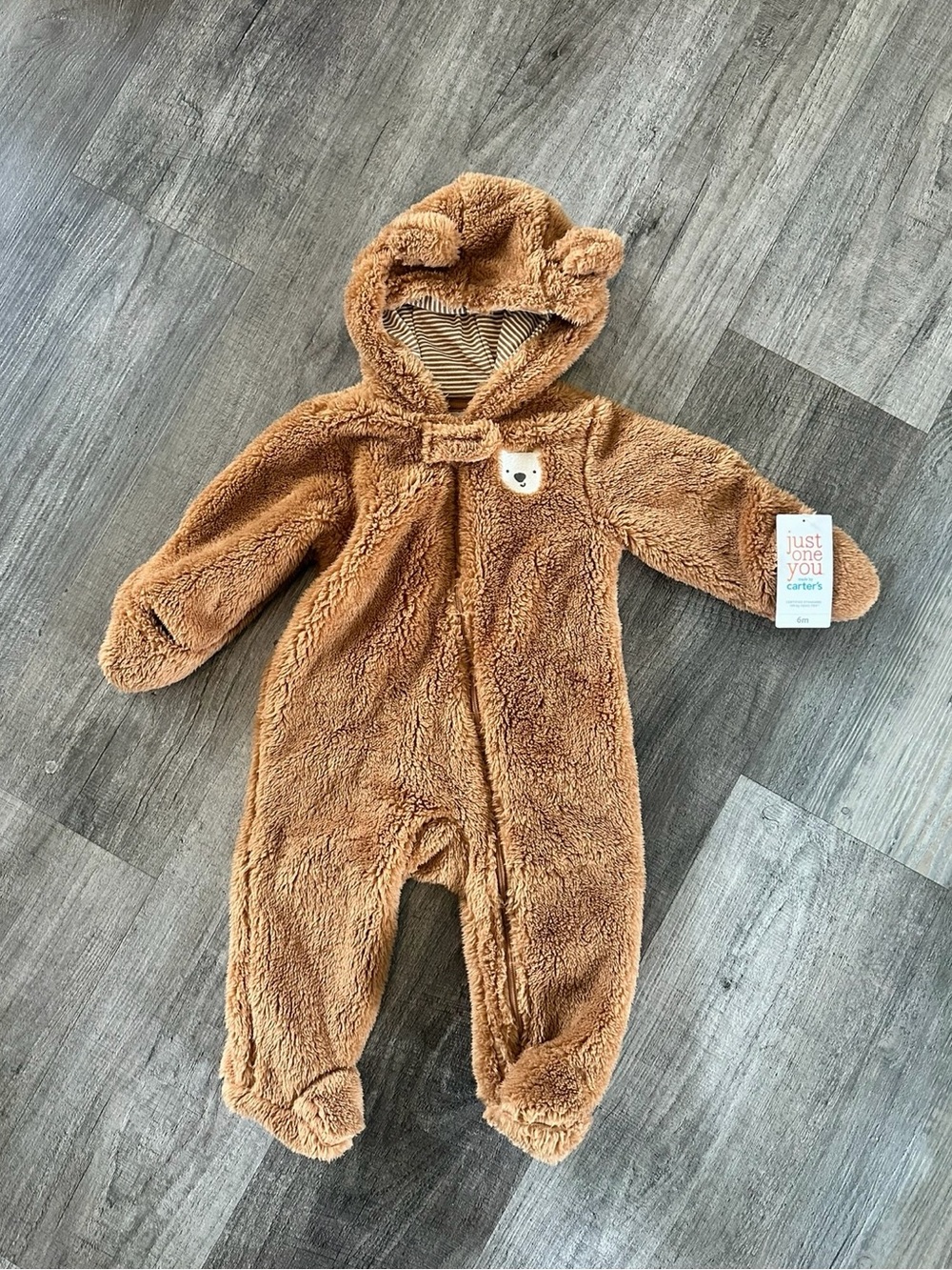 Carter's Brown Plush Bear Hooded Sherpa One-Piece Winter Snowsuit